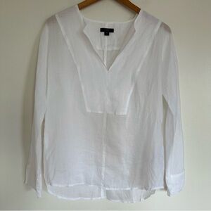 J. Crew V-Neck Ramie Transparent Loose Fitting Blouse Top Size XS Beach Coastal